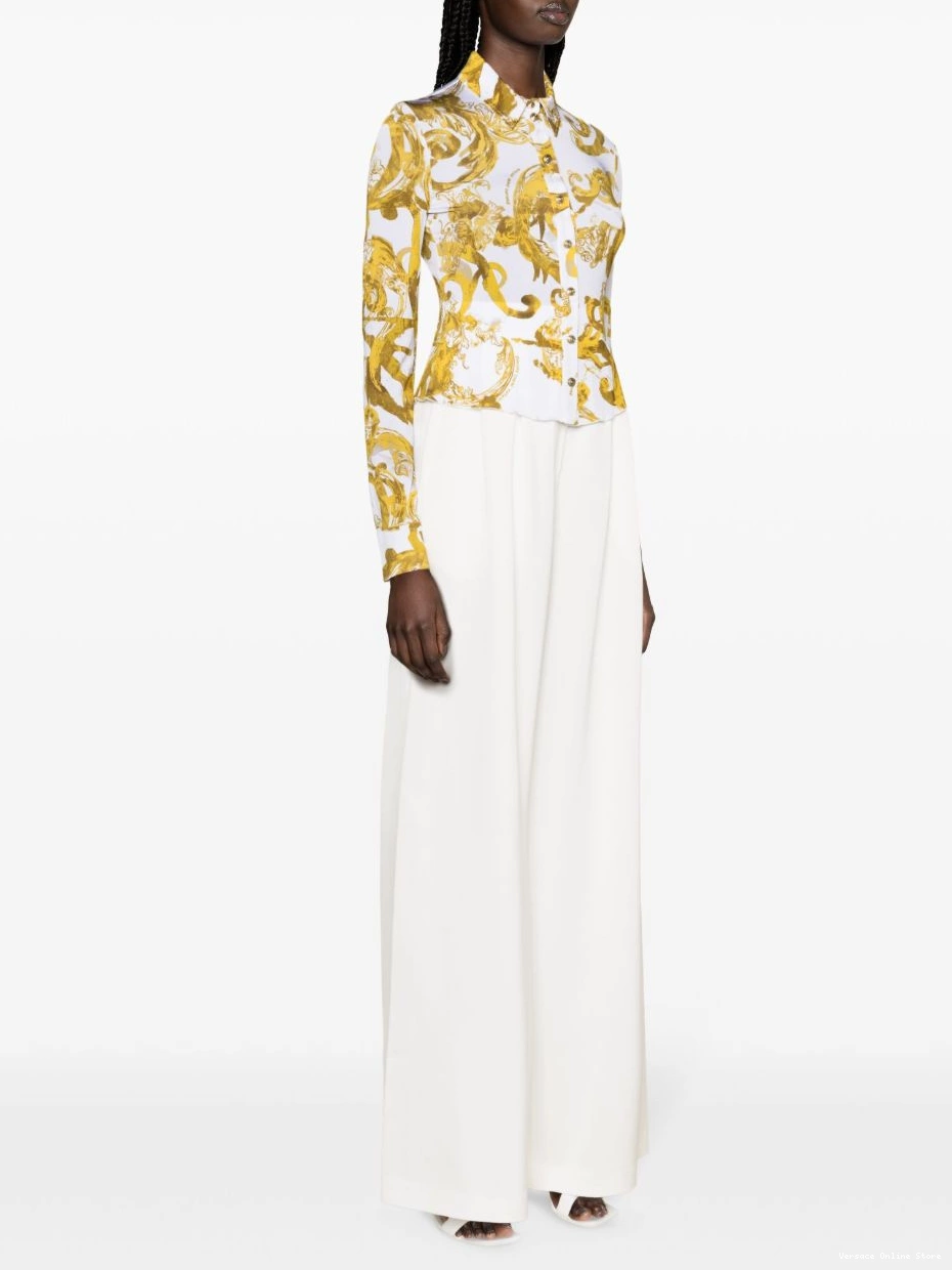 Cheap Women Barocco-print Couture Jeans Watercolour Couture shirt Versace 0807